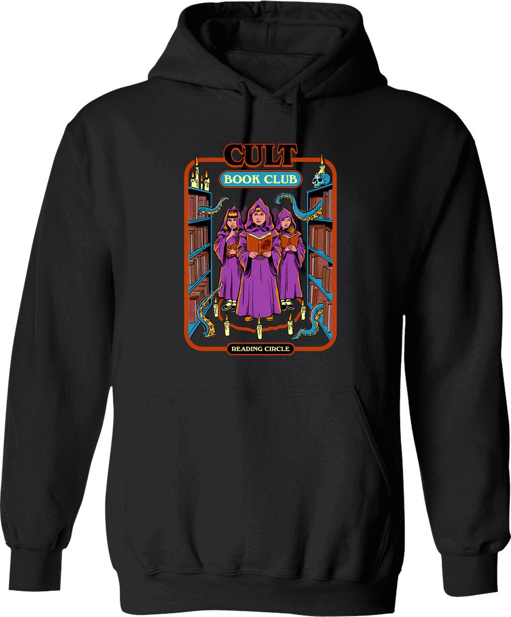 Cult Book Club Hoodie - Retro Graphic Pullover Hoodie for Men & Women - Black