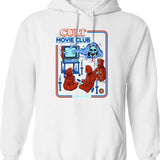 Cult Movie Club Hoodie - Retro Graphic Pullover Hoodie for Men & Women - White