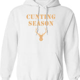 Cunting Season Hoodie - Retro Graphic Pullover Hoodie for Men & Women - White