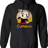Cuphead Hoodie - Retro Graphic Pullover Hoodie for Men & Women - Black