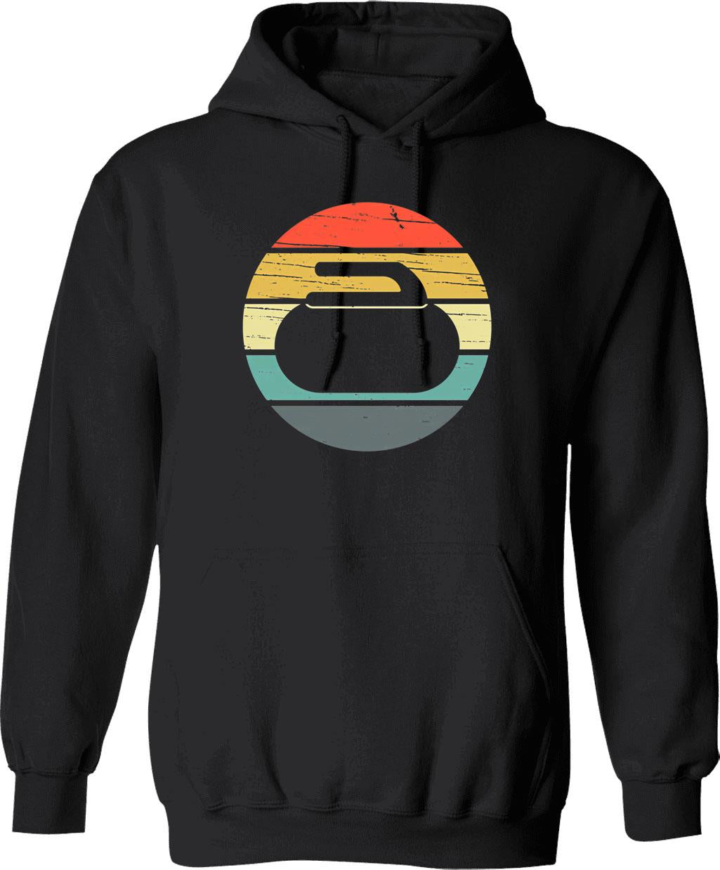 Curling Vintage Retro Hoodie - Retro Graphic Cosy Pullover - Black