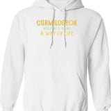 Curmudgeon Hoodie - Retro Graphic Pullover Hoodie for Men & Women - White
