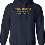 Curmudgeon Hoodie - Retro Graphic Pullover Hoodie for Men & Women - Navy