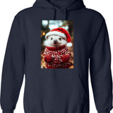 Cute Christmas Hedgehog Funny Retro Animal Photo Hoodie - Navy