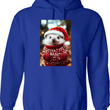Cute Christmas Hedgehog Funny Retro Animal Photo Hoodie - Blue