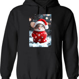 Cute Christmas Mouse Funny Retro Animal Photo Hoodie - Black