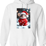 Cute Christmas Mouse Funny Retro Animal Photo Hoodie - White