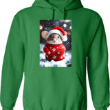 Cute Christmas Mouse Funny Retro Animal Photo Hoodie - Green