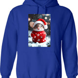 Cute Christmas Mouse Funny Retro Animal Photo Hoodie - Blue
