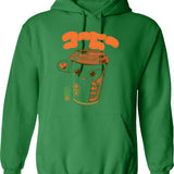 Cute Coffee X-ray Hoodie - Retro Graphic Pullover Hoodie for Men & Women - Green