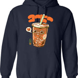 Cute Cold Brew Coffee Hoodie - Retro Graphic Pullover Hoodie for Men & Women - Navy