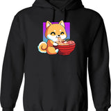 Cute Fox The Great Ramen Off Kanagawa Hoodie - Black