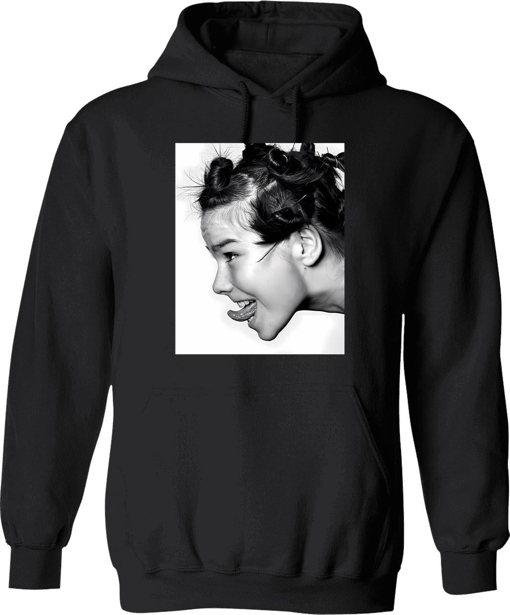 Cute Girl Hoodie - Retro Graphic Pullover Hoodie for Men & Women - Black