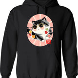 Cute Kitten Wear Sunglasses Hoodie - Retro Graphic Pullover Hoodie for Men & Women - Black