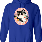 Cute Kitten Wear Sunglasses Hoodie - Retro Graphic Pullover Hoodie for Men & Women - Blue