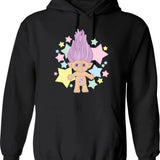 Cute Lucky Troll Hoodie - Retro Graphic Pullover Hoodie for Men & Women - Black