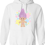 Cute Lucky Troll Hoodie - Retro Graphic Pullover Hoodie for Men & Women - White