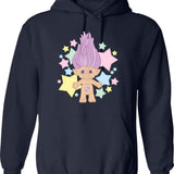 Cute Lucky Troll Hoodie - Retro Graphic Pullover Hoodie for Men & Women - Navy
