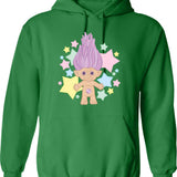 Cute Lucky Troll Hoodie - Retro Graphic Pullover Hoodie for Men & Women - Green