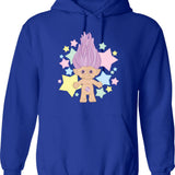 Cute Lucky Troll Hoodie - Retro Graphic Pullover Hoodie for Men & Women - Blue