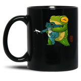 Cute Stabby Frog Being Held Back Let It Go Bro Artwork Asian Style Black Coffee Mug, Gift Coffee Mug