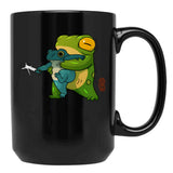 Cute Stabby Frog Being Held Back Let It Go Bro Artwork Asian Style Black Coffee Mug, Gift Coffee Mug