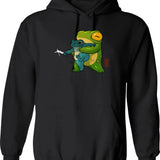 Cute Stabby Frog Being Held Back Let It Go Bro Artwork Asian Style Graphic Pullover Hoodie - Black