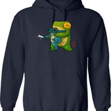 Cute Stabby Frog Being Held Back Let It Go Bro Artwork Asian Style Graphic Pullover Hoodie - Navy