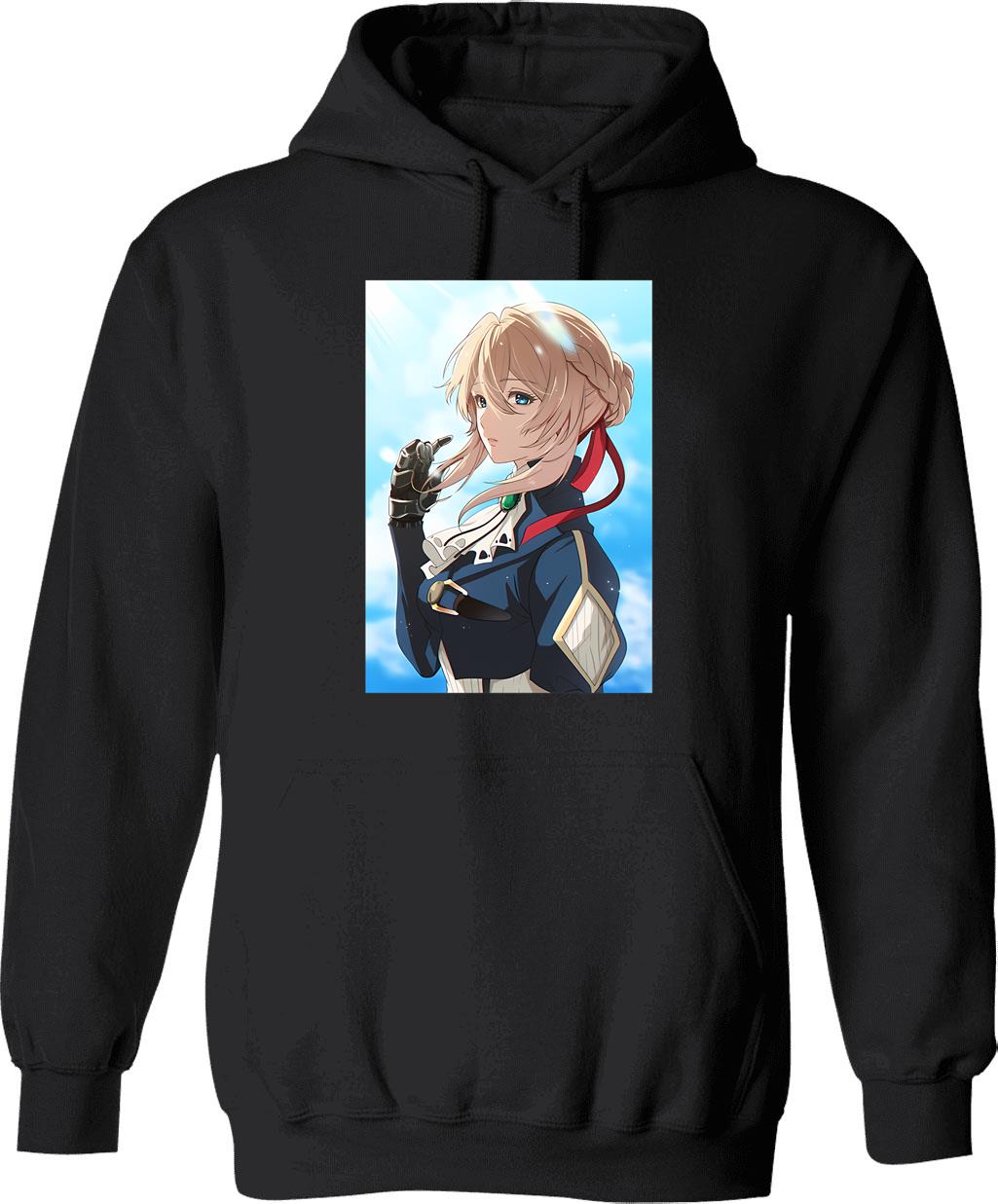 Cutie Violet Evergarden Hoodie - Retro Graphic Pullover Hoodie for Men & Women - Black