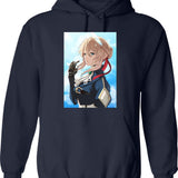 Cutie Violet Evergarden Hoodie - Retro Graphic Pullover Hoodie for Men & Women - Navy