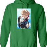 Cutie Violet Evergarden Hoodie - Retro Graphic Pullover Hoodie for Men & Women - Green