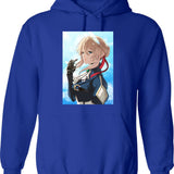 Cutie Violet Evergarden Hoodie - Retro Graphic Pullover Hoodie for Men & Women - Blue