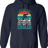 Cycling Dad Hoodie - Retro Graphic Pullover Hoodie for Men & Women - Navy