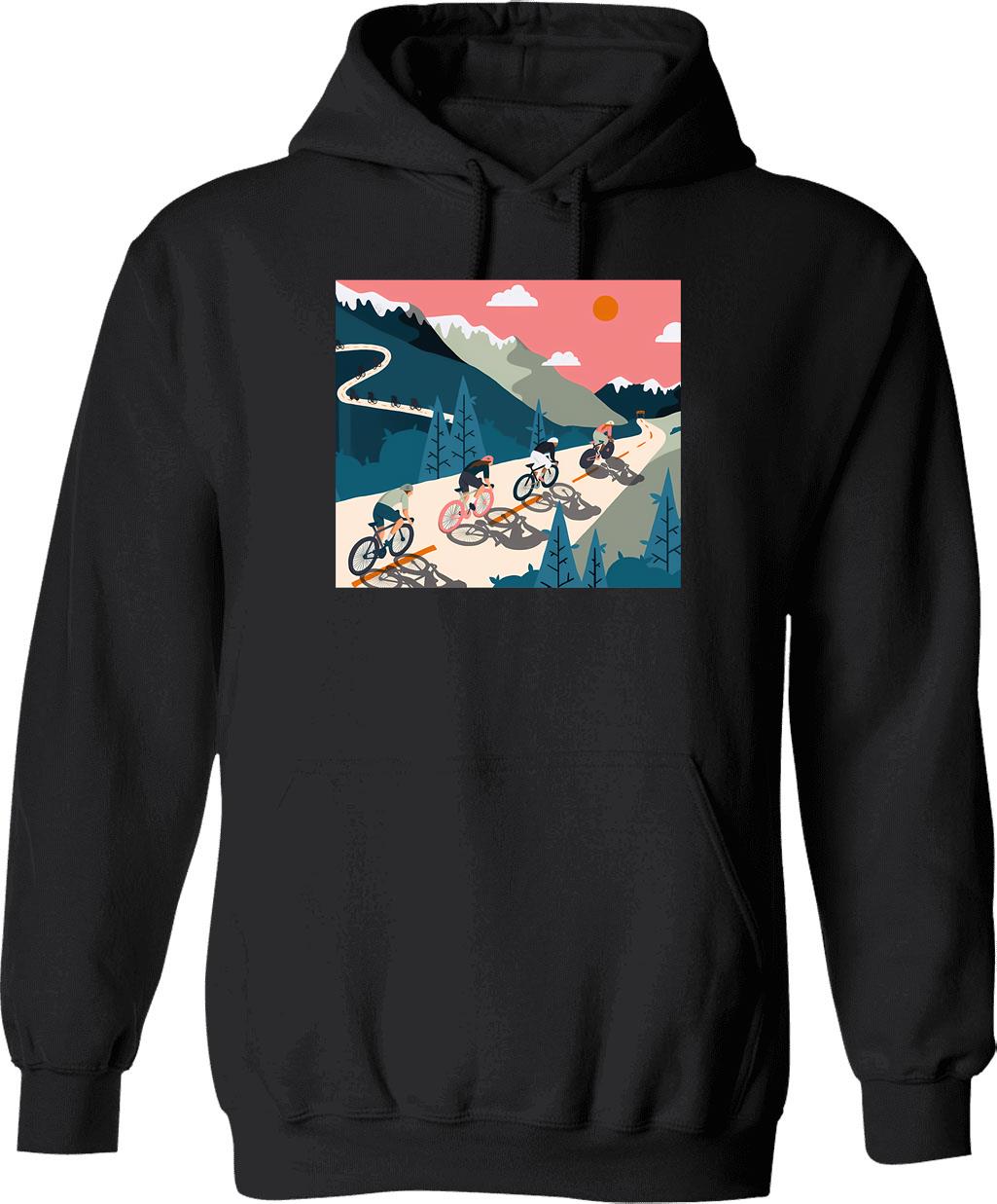 Cycling Race Vintage Art Hoodie - Retro Graphic Cosy Pullover - Black