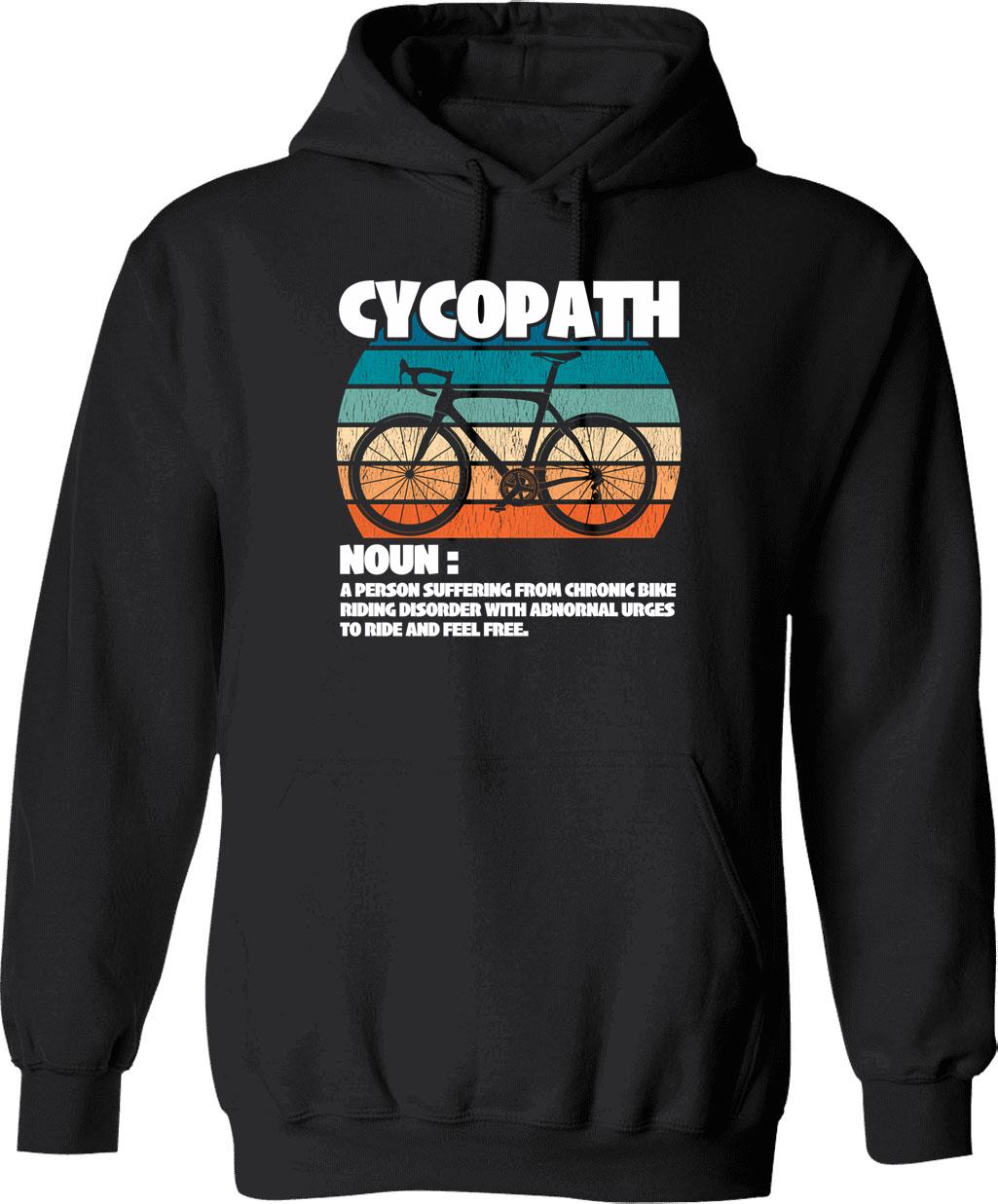 Cycopath Retro Vintage Hoodie - Retro Graphic Cosy Pullover - Black