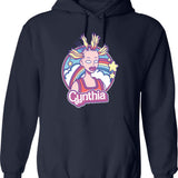 Cynthia Doll Hoodie - Retro Graphic Pullover Hoodie for Men & Women - Navy