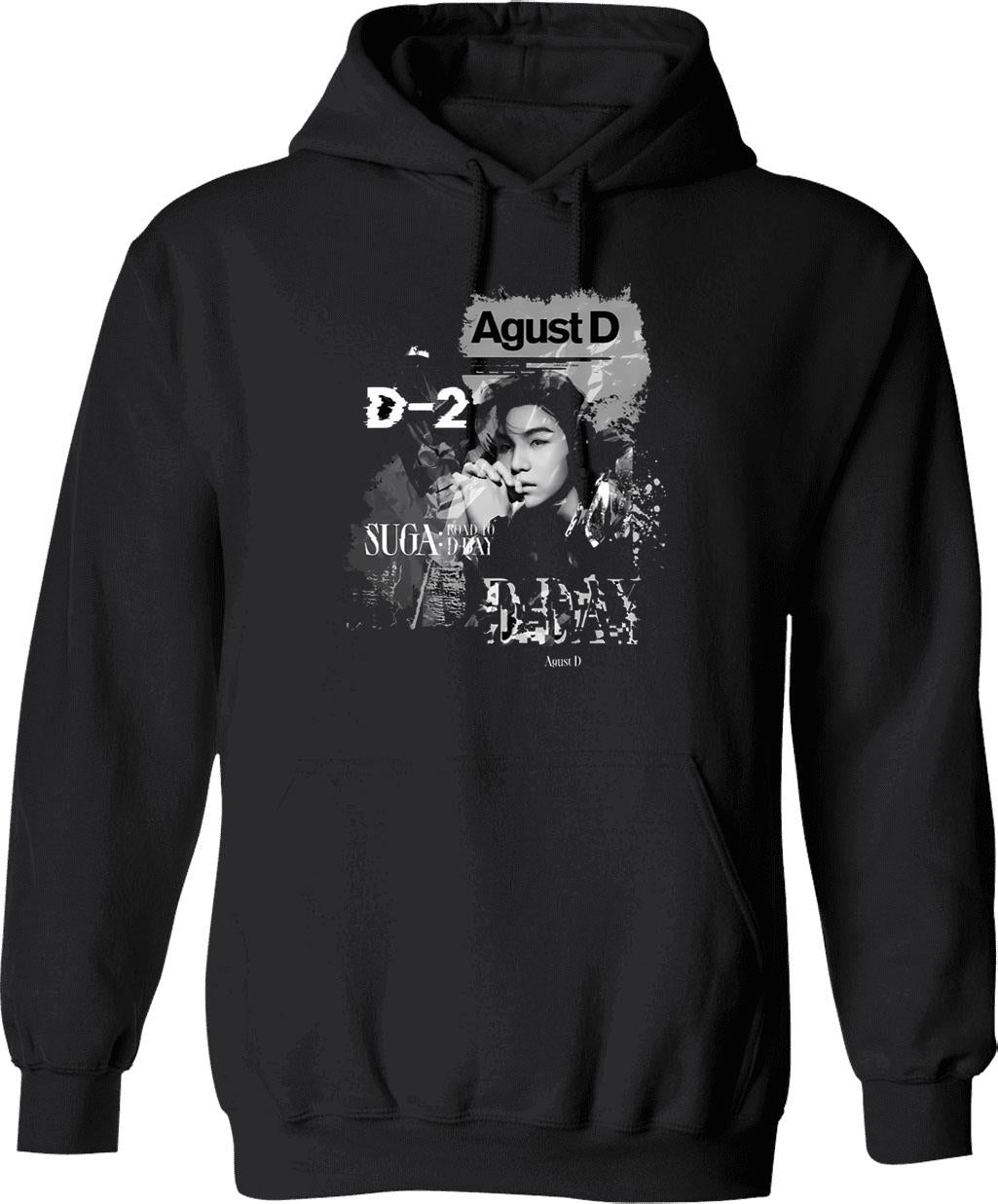 D Day Suga Agust D Concert Tour Graphic Pullover Hoodie - Black