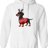 Dachshund In Rudolph Costume Cozy Christmas Sweater Design Hoodie - White