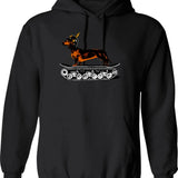 Dachshund Tank Commander Hoodie - Retro Graphic Pullover Hoodie for Men & Women - Black