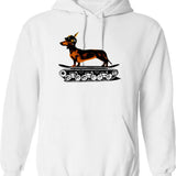 Dachshund Tank Commander Hoodie - Retro Graphic Pullover Hoodie for Men & Women - White