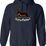 Dachshund Tank Commander Hoodie - Retro Graphic Pullover Hoodie for Men & Women - Navy
