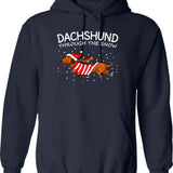 Dachshund Through The Snow Funny Dog Christmas Hoodie - Navy