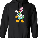 Daisy Duck Summer Hoodie - Retro Graphic Pullover Hoodie for Men & Women - Black