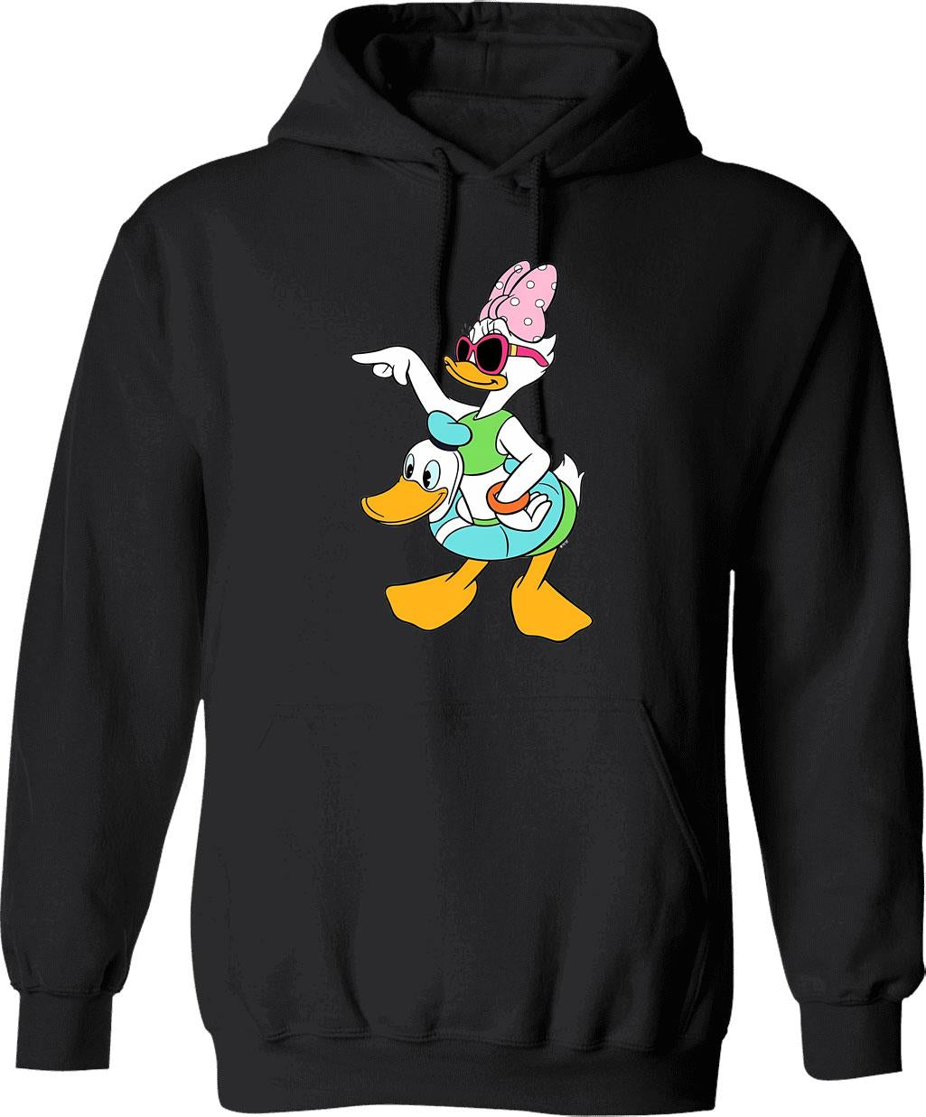 Daisy Duck Summer Hoodie - Retro Graphic Pullover Hoodie for Men & Women - Black