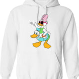Daisy Duck Summer Hoodie - Retro Graphic Pullover Hoodie for Men & Women - White