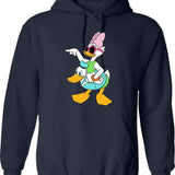 Daisy Duck Summer Hoodie - Retro Graphic Pullover Hoodie for Men & Women - Navy