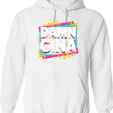 Damn Gina Hoodie - Retro Graphic Pullover Hoodie for Men & Women - White