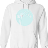Dandelion Bird Flight Hoodie - Retro Graphic Pullover Hoodie for Men & Women - White
