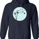 Dandelion Bird Flight Hoodie - Retro Graphic Pullover Hoodie for Men & Women - Navy