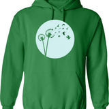 Dandelion Bird Flight Hoodie - Retro Graphic Pullover Hoodie for Men & Women - Green